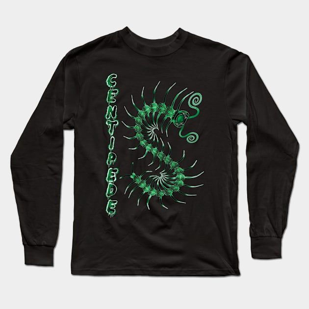 Green Centipede with Spray Paint Long Sleeve T-Shirt by IgorAndMore